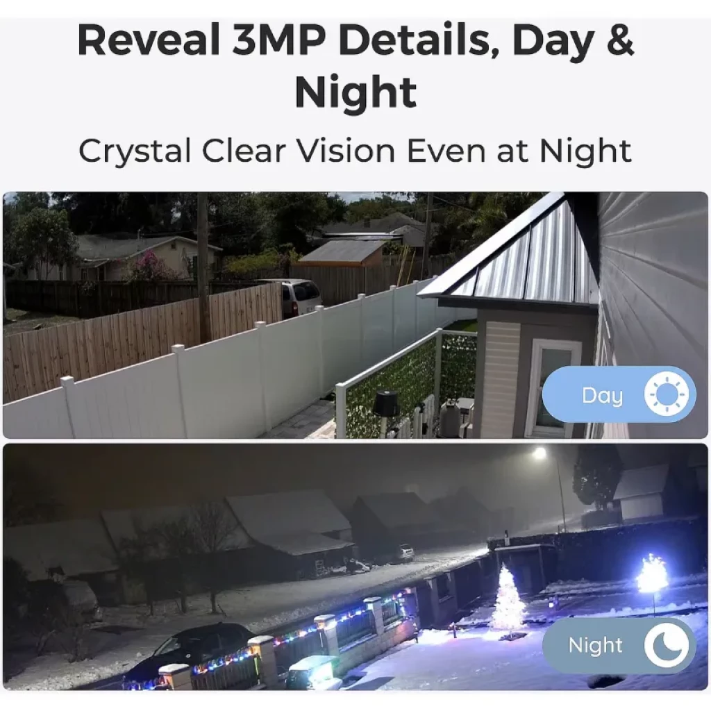 Reolink Argus Series B310 3MP, cámara exterior IP65 con visión nocturna a color, muestra detalles nítidos día y noche y amplia cobertura de vigilancia