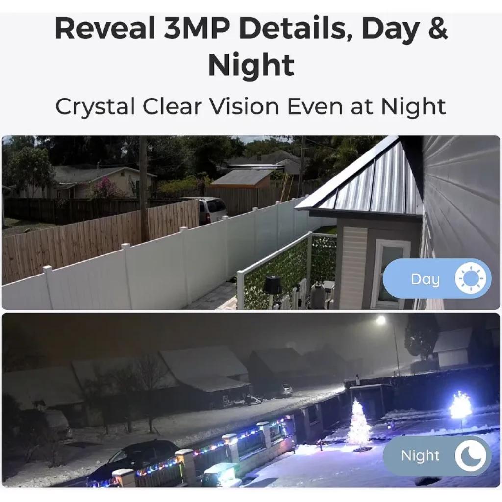 Reolink Argus Series B310 3MP, cámara exterior IP65 con visión nocturna a color, muestra detalles nítidos día y noche y amplia cobertura de vigilancia