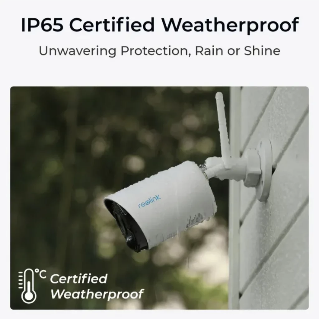 Cámara Reolink Argus Series B320-B negra 3MP, exterior, montada en pared, resistente al clima IP65, lente frontal y micrófono, compatible con Google Assistant