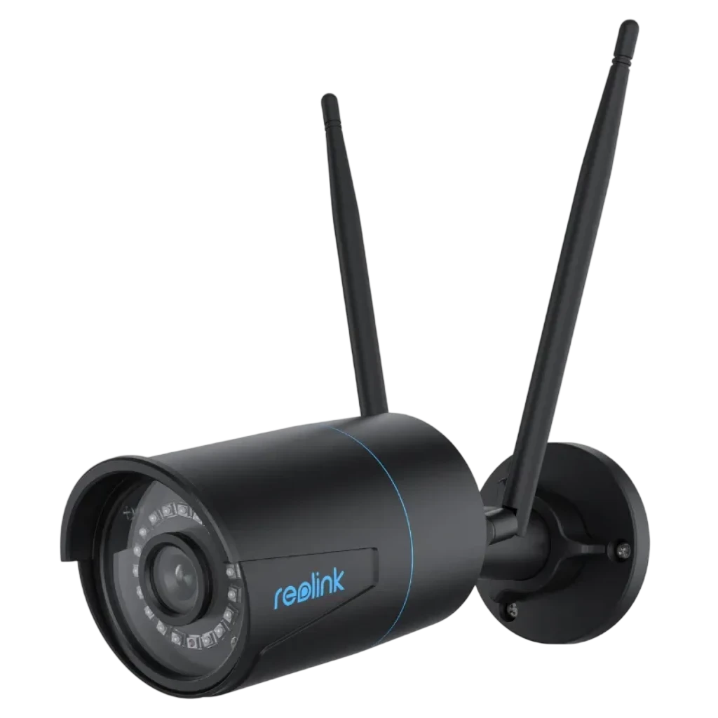 Reolink W320-B 5MP WiFi Dual Band IP67, cámara bullet exterior negra con doble antena, lente gran angular y anillo de LEDs infrarrojos para visión nocturna