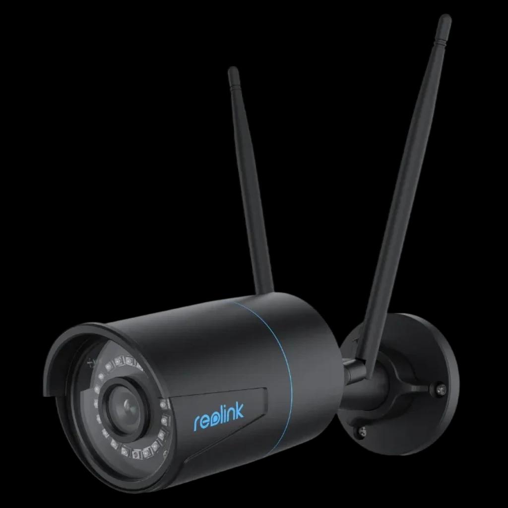 Reolink W320-B 5MP WiFi Dual Band IP67, caméra bullet extérieure noire avec double antenne, objectif grand angle et anneau de LED infrarouges pour la vision nocturne