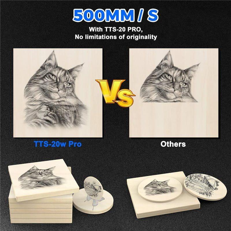 Graveur laser Two Trees TTS 20 Pro 20 W haute vitesse 30 000 mm/min 418 x 418 mm Noir comparatif