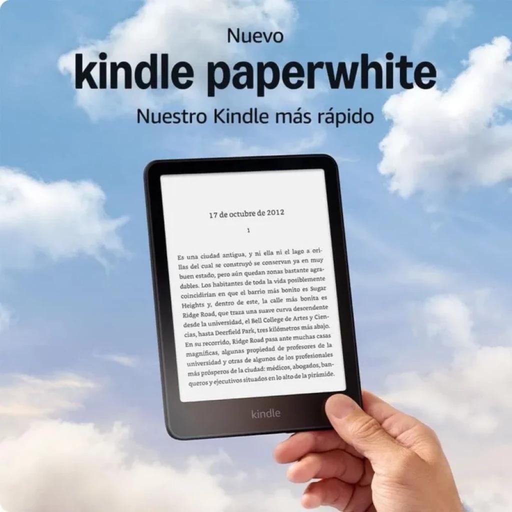 Amazon Kindle Paperwhite 12ª Geração 16GB preto, tela e-ink sem reflexo com iluminação uniforme, bordas finas, leve, ideal para leitura sob luz solar
