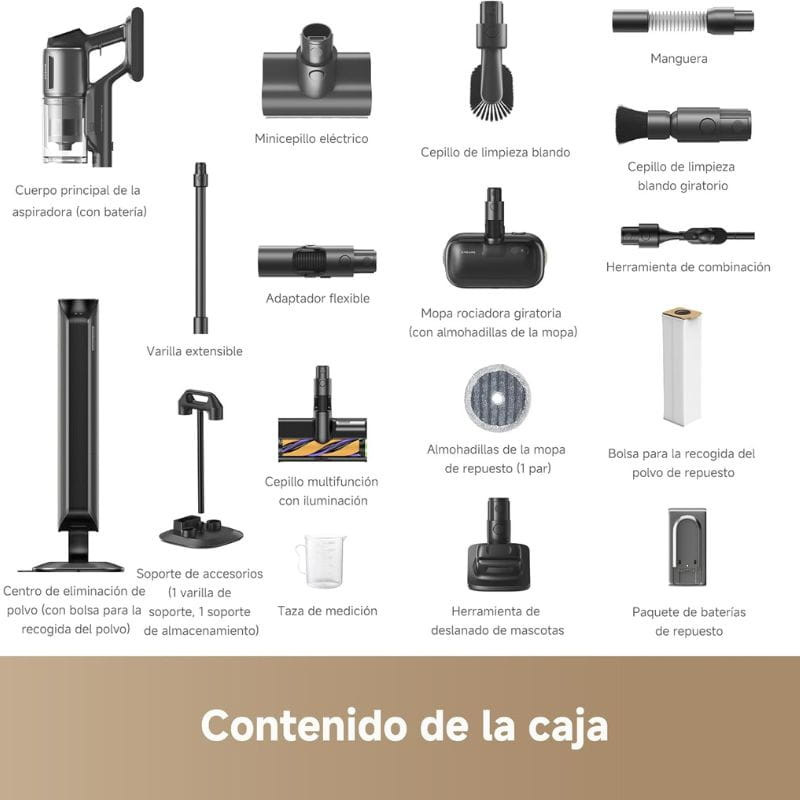 Dreame Z40 - Aspiradora sin Cable imagende los accesorios incluídos