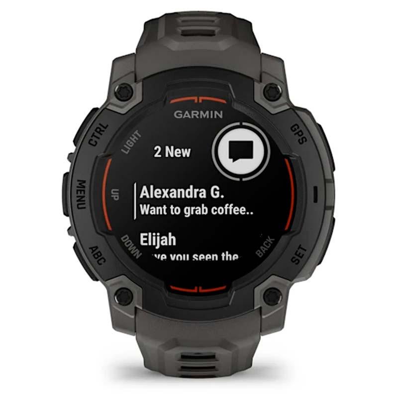 Garmin Instinct E 45mm Negro con Correa Carbón - mensajes y notificaciones