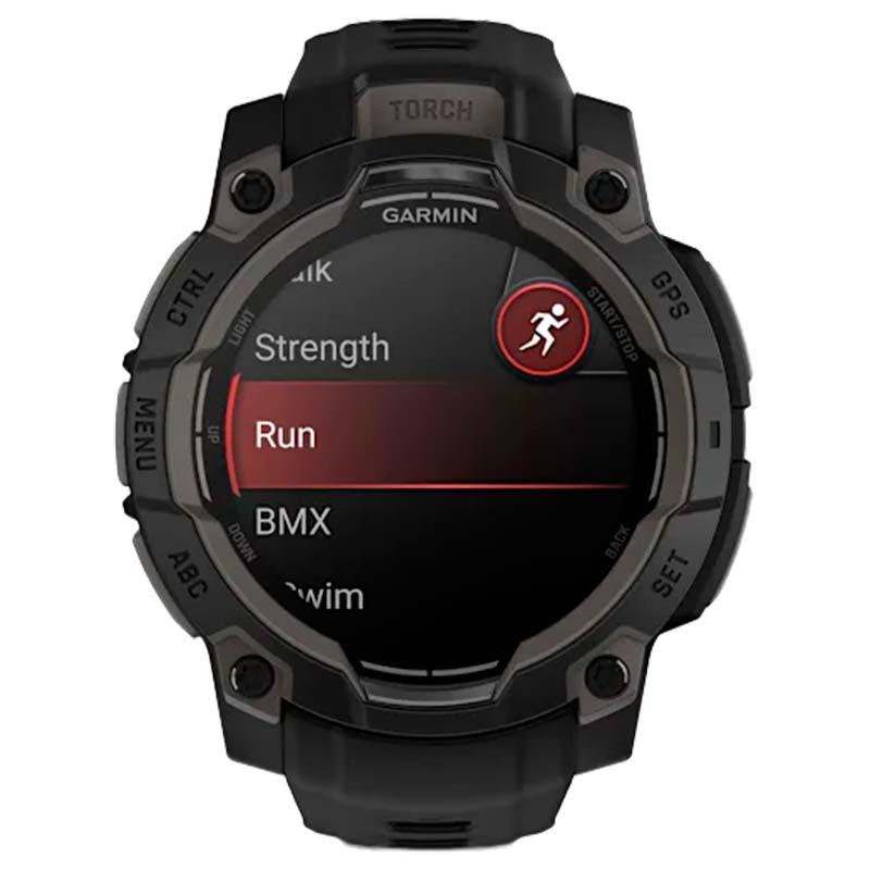 Garmin Instinct 3 AMOLED 45mm Negro con Correa Negra - vista frontal