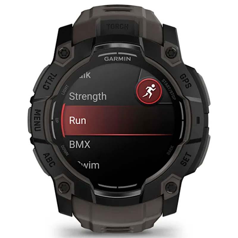 Garmin Instinct 3 AMOLED 50mm Negro con Correa Carbón - vista frontal