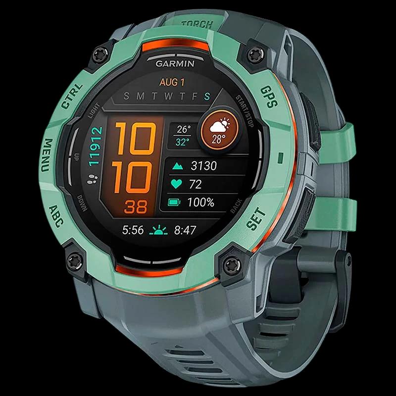 Garmin Instinct 3 AMOLED 50mm Verde com Bracelete Cinzento