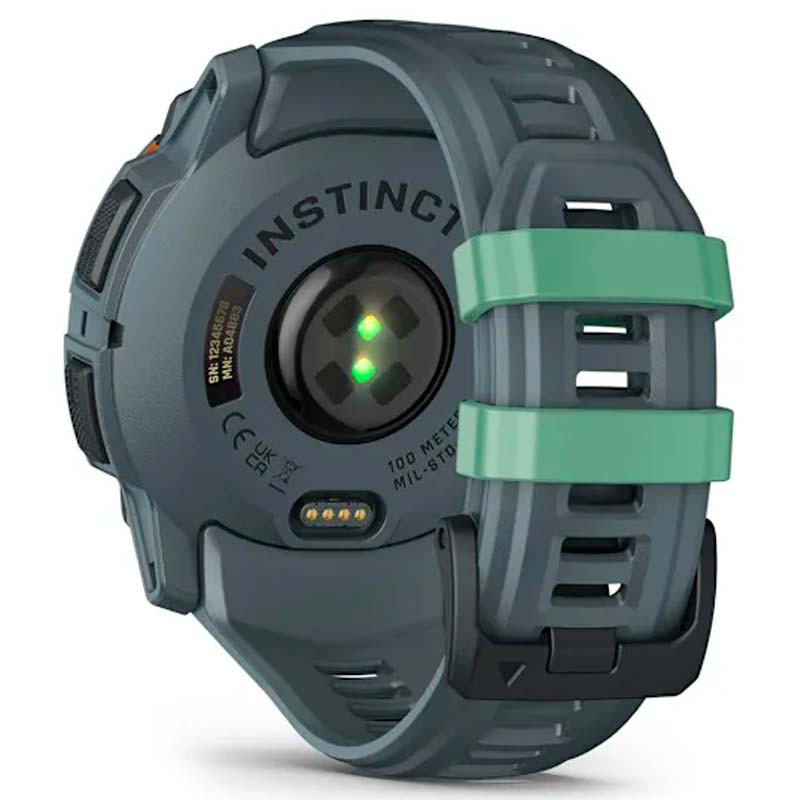 Garmin Instinct 3 AMOLED 50mm Verde com Bracelete Cinzento - vista traseira