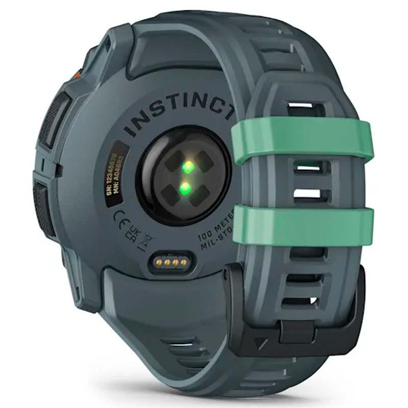 Garmin Instinct 3 AMOLED 50mm Verde com Bracelete Cinzento - vista traseira