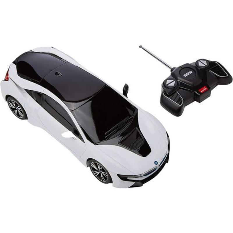 Voiture radiocommandée RASTAR 1/24 BMW i8 blanche, vue de dessus