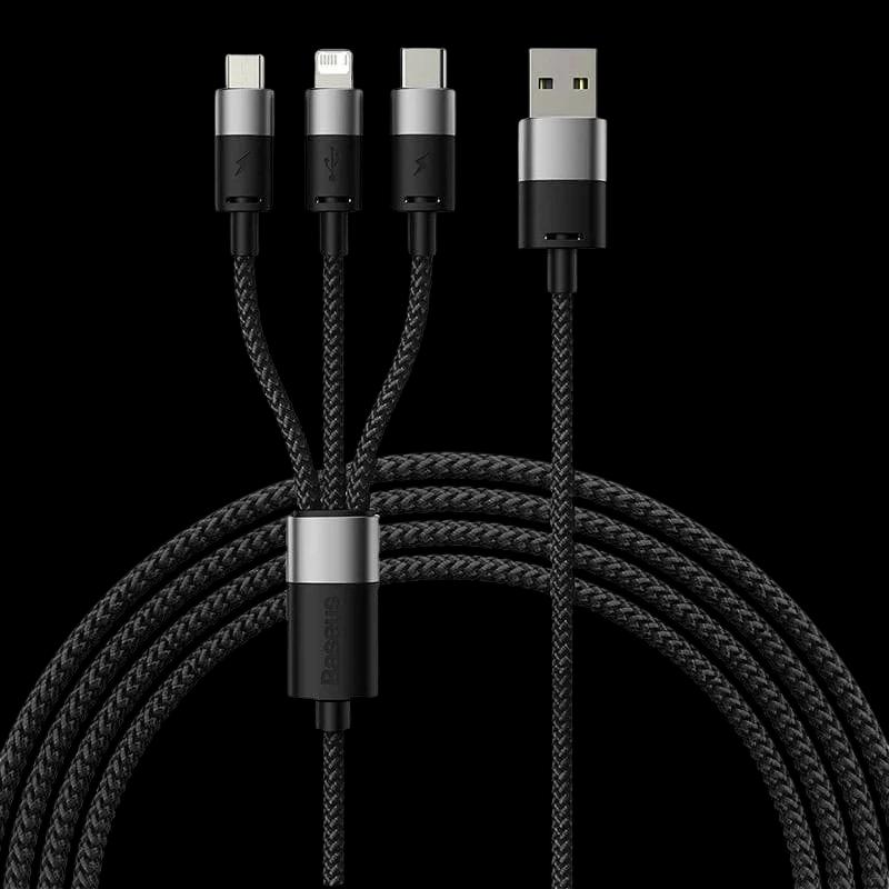 Baseus StarSpeed Series Black - Câble USB 3-en-1 USB-C/Micro/Eclair