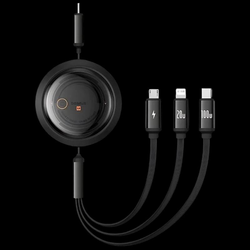 Baseus Free2Draw Negro - Cable USB-C 3 en 1 USB-C/Lightning/Micro