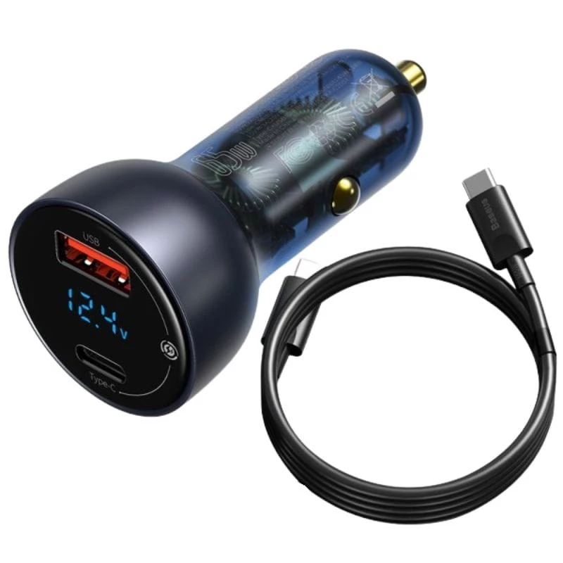 Cargador para coche Baseus de 65 W con dos puertos USB tipo C