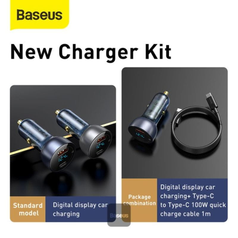 Baseus Particular - Cargador de coche USB y USB-C imagen del kit
