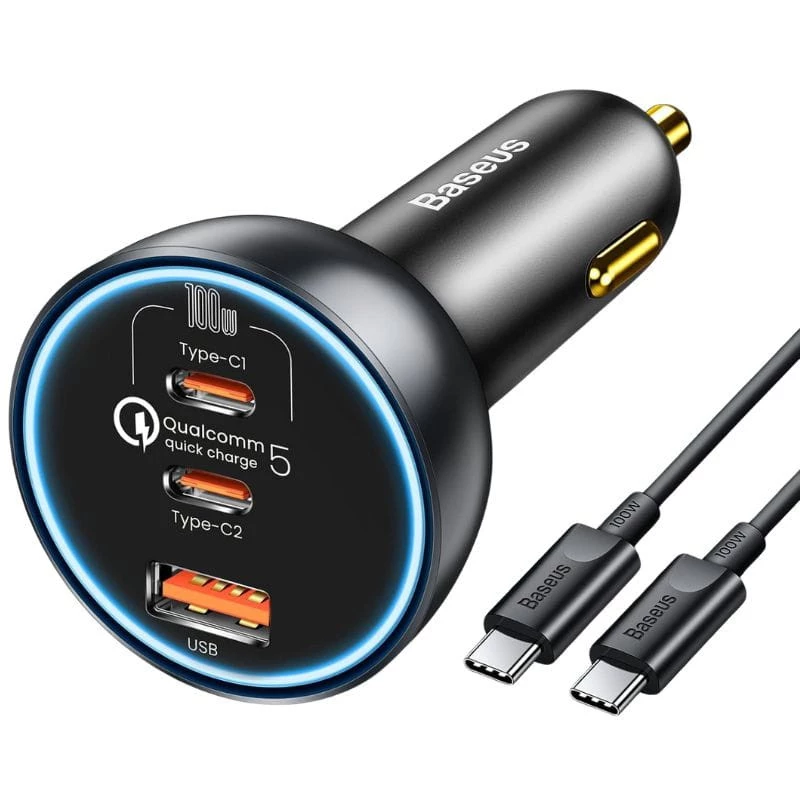 Baseus Qualcomm 160W - Cargador de coche 2xUSB-C 1xUSB-A