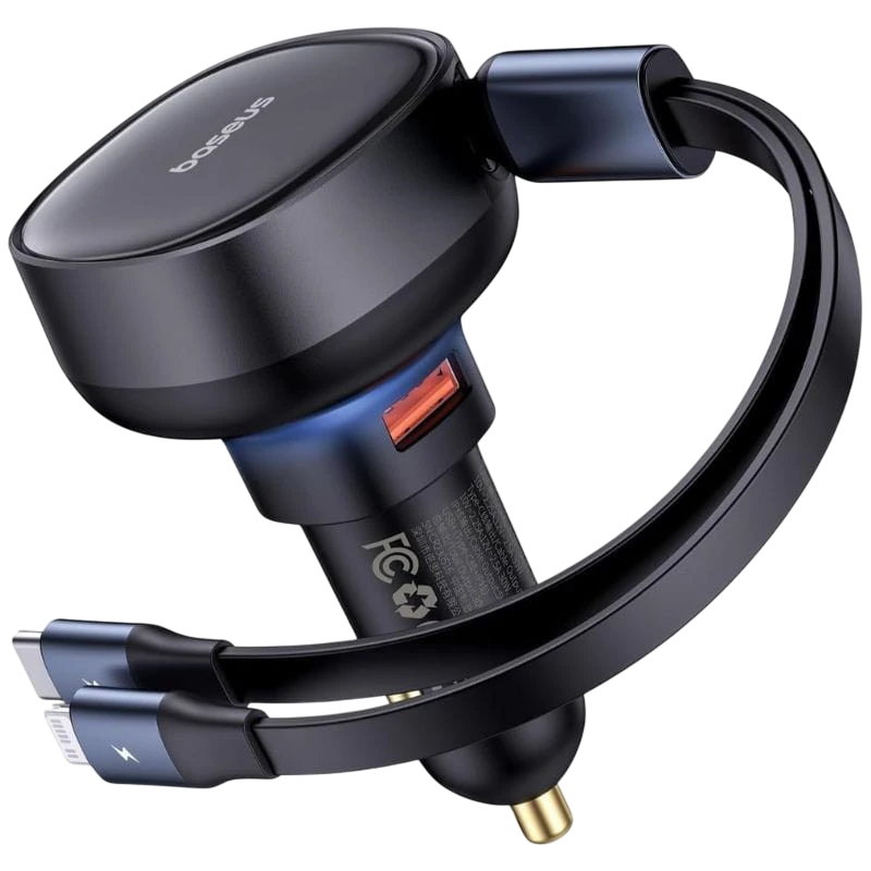 Baseus Enjoyment 60W - Chargeur de voiture 1xUSB-C 1xLightning/USB-C Connector