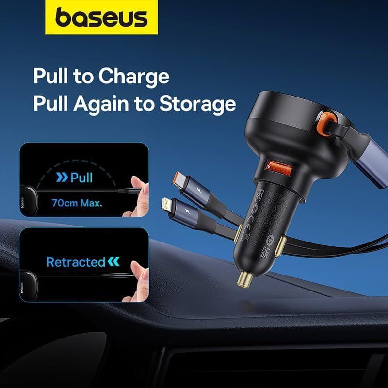 Baseus Enjoyment 60W - Chargeur voiture 1xUSB-C 1xConnecteur Lightning/USB-C caractéristiques d'utilisation