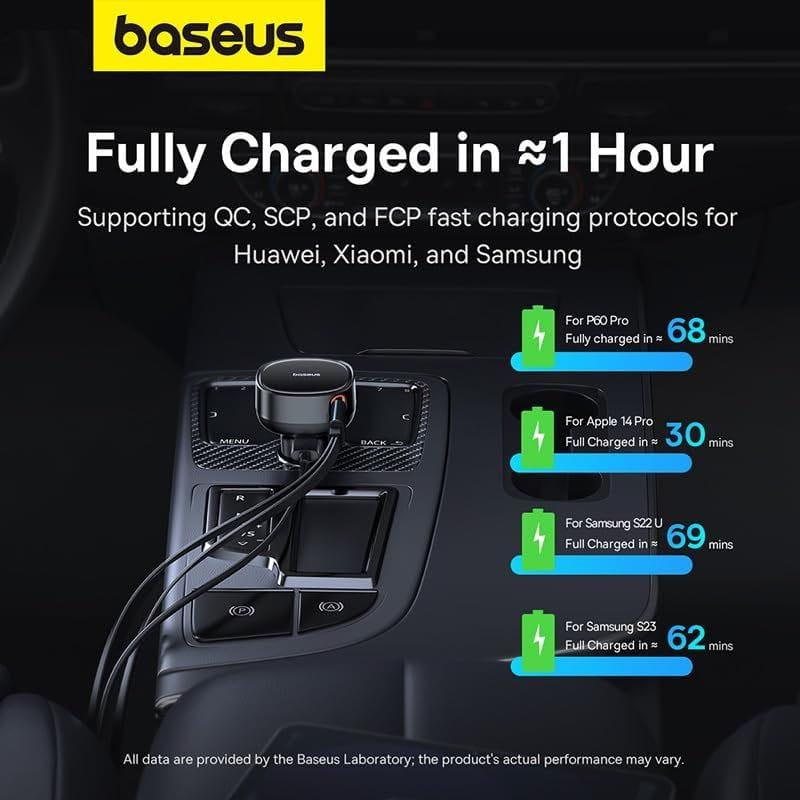 Baseus Enjoyment 60W - Chargeur de voiture 1xUSB-C 1xConnecteur Lightning/USB-C charge rapide