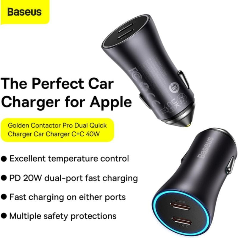 Baseus Golden Contactor Pro 40W - Cargador de coche características