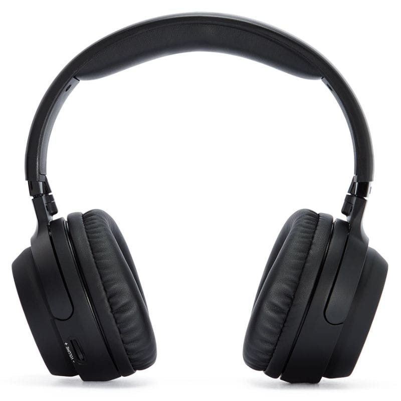 Aiwa WHF-930D Radiofrecuencia: auriculares Hi-Fi inalámbricos de diadema en negro, almohadillas acolchadas, controles laterales y diseño plegable compacto