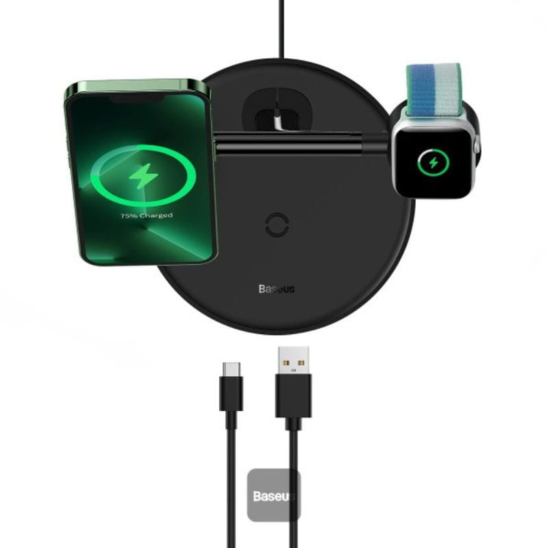 Baseus Swan 3 in 1 20W - Cargador inalámbrico imagen cenital