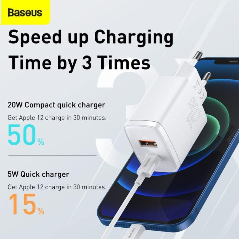 Baseus Compact Quick Charger 20W - Cargador de pared con carga rápida