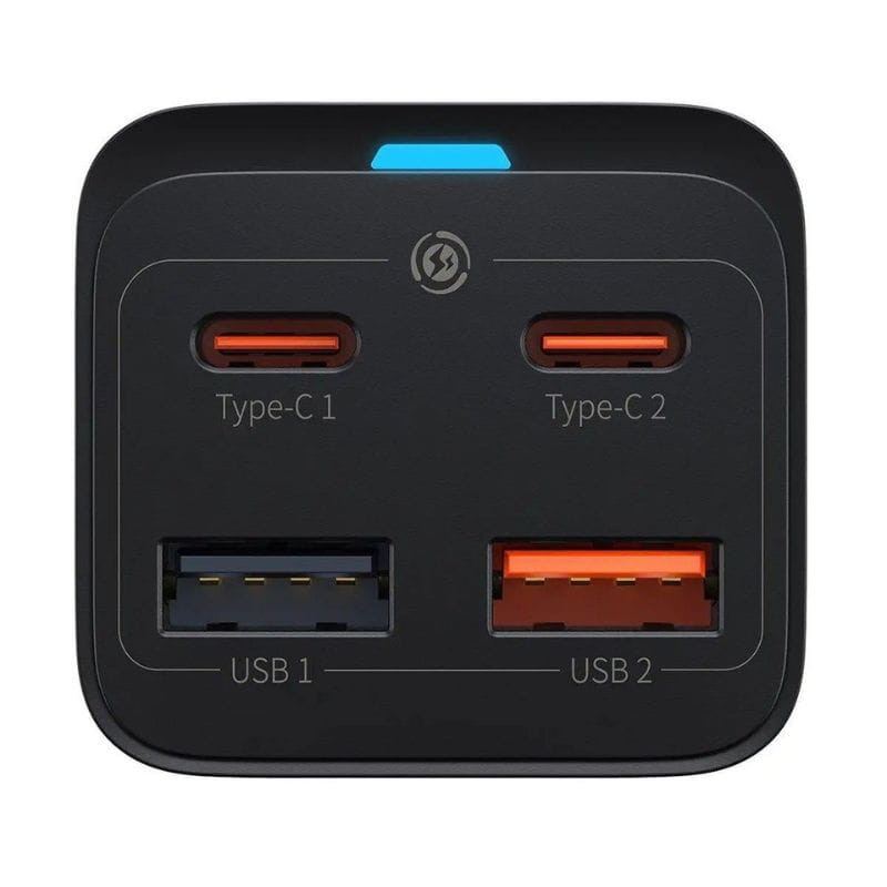 Baseus GaN3 Pro Quick Charger 65W 2xUSB-A 2xUSB-C - Cargador imagen de los puertos