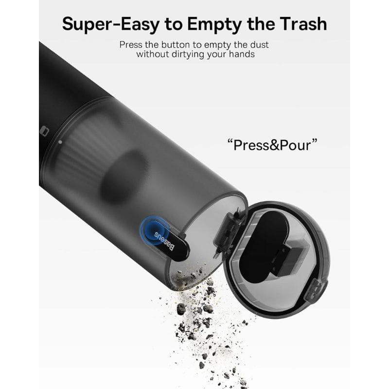 Baseus A3 Negro - Aspiradora de mano para coche, fácil vaciado