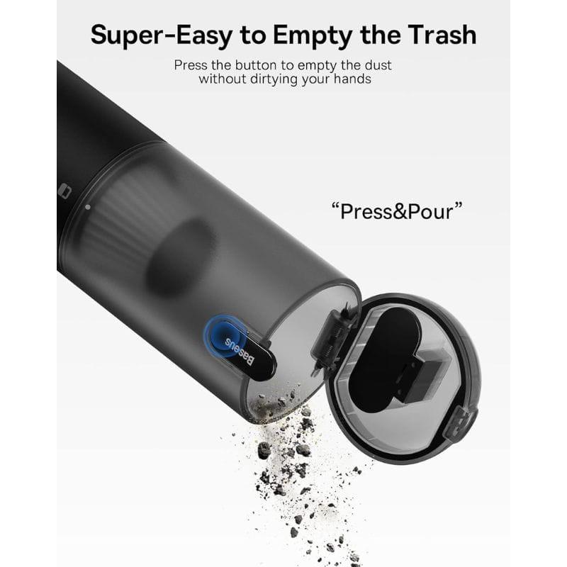 Baseus A3 Negro - Aspiradora de mano para coche, fácil vaciado