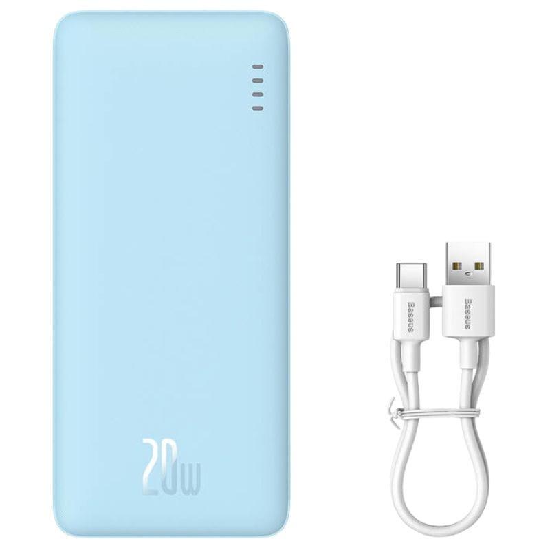 Baseus Airpow 10000 mAh 20W Azul - Power Bank imagem com o cabo