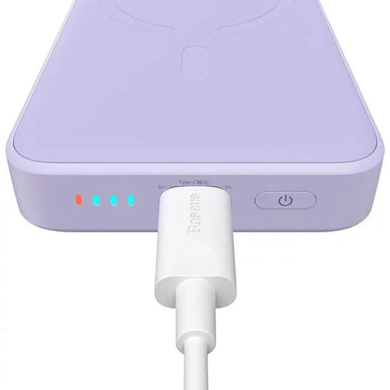 Baseus Mini 10000mAh 20W Violet - Powerbank compatible avec MagSafe image des voyants de charge