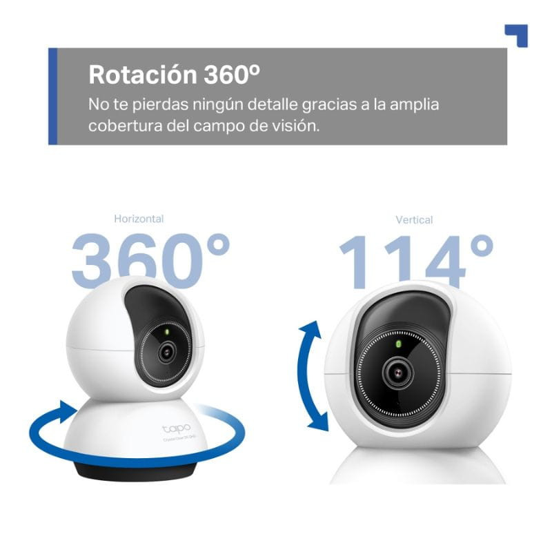 TP-Link Tapo C220 - Cámara de vigilancia Interior 2K. DRotación horizontal y vertical.