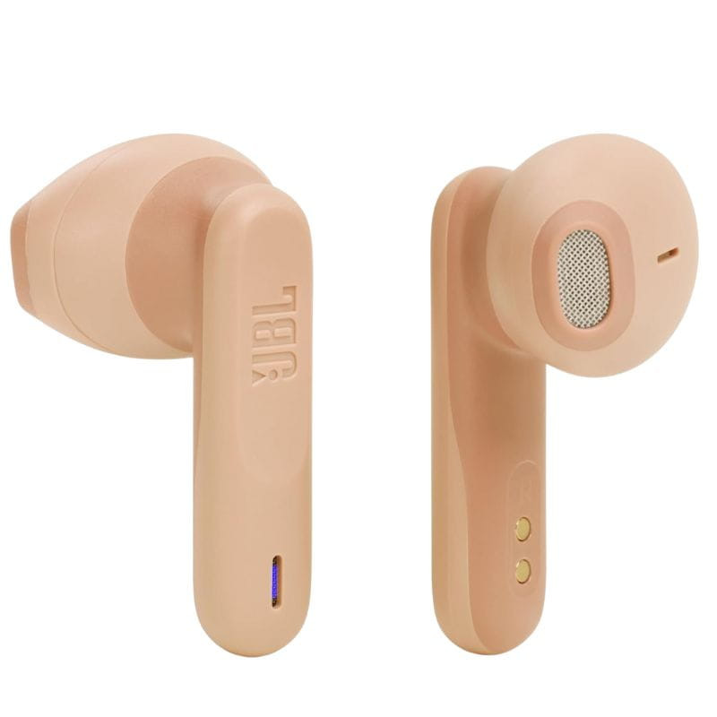 JBL Vibe Flex TWS Bluetooth Beige - Auriculares Inalámbricos imagen delantera y trasera de los auriculares