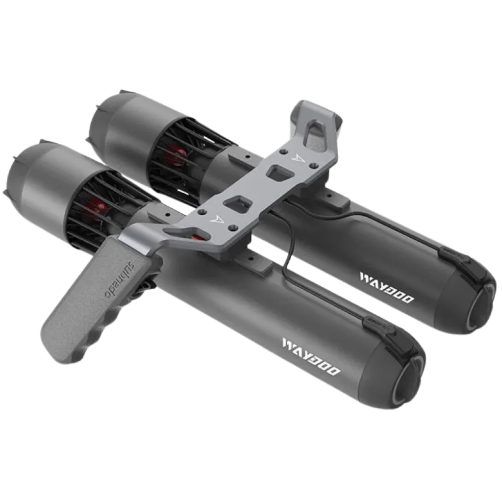 Waydoo - Soporte doble para scooters submarinos, estructura de aluminio con montaje central, compatibilidad dual, fijación robusta y diseño hidrodinámico