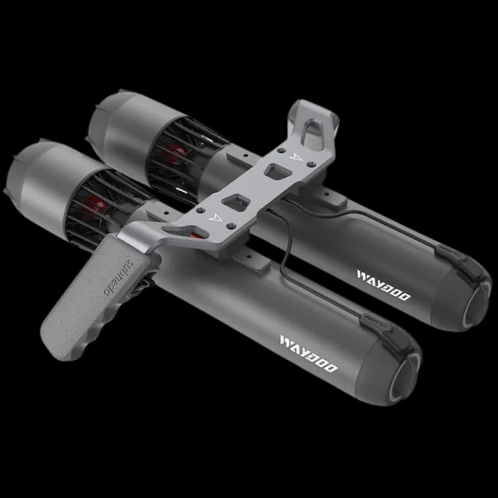 Waydoo - Soporte doble para scooters submarinos, estructura de aluminio con montaje central, compatibilidad dual, fijación robusta y diseño hidrodinámico