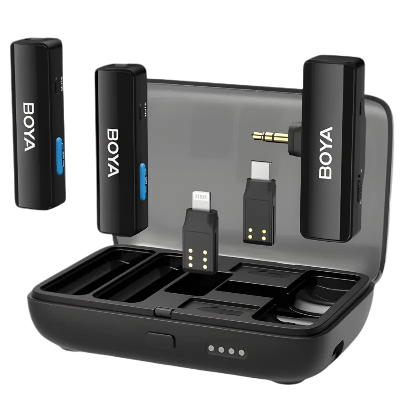 Boya LINK - Sistema de Micrófono Inalámbrico All-in-One (USB-C / Lightning / Jack 3.5mm)