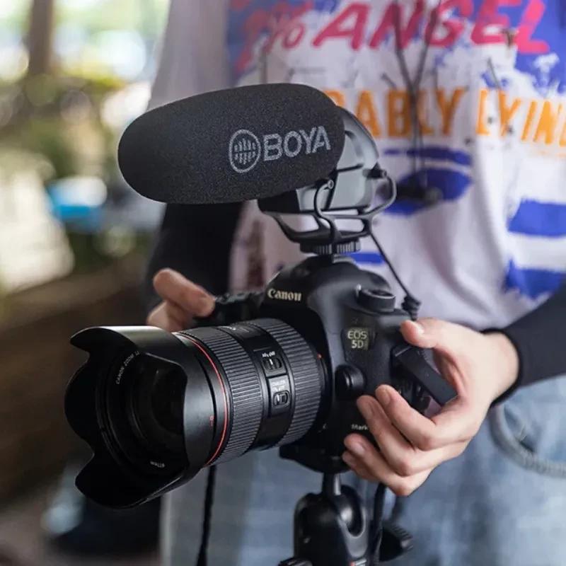 Boya BY-BM3030 micrófono supercardioide on-camera con paravientos de espuma BOYA, montaje en zapata, shock mount y cable a cámara DSLR Canon EOS 5D