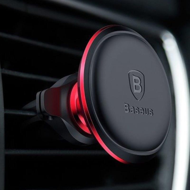Image réelle : Baseus Air Vent Red OS - Support magnétique - Montage sur grille