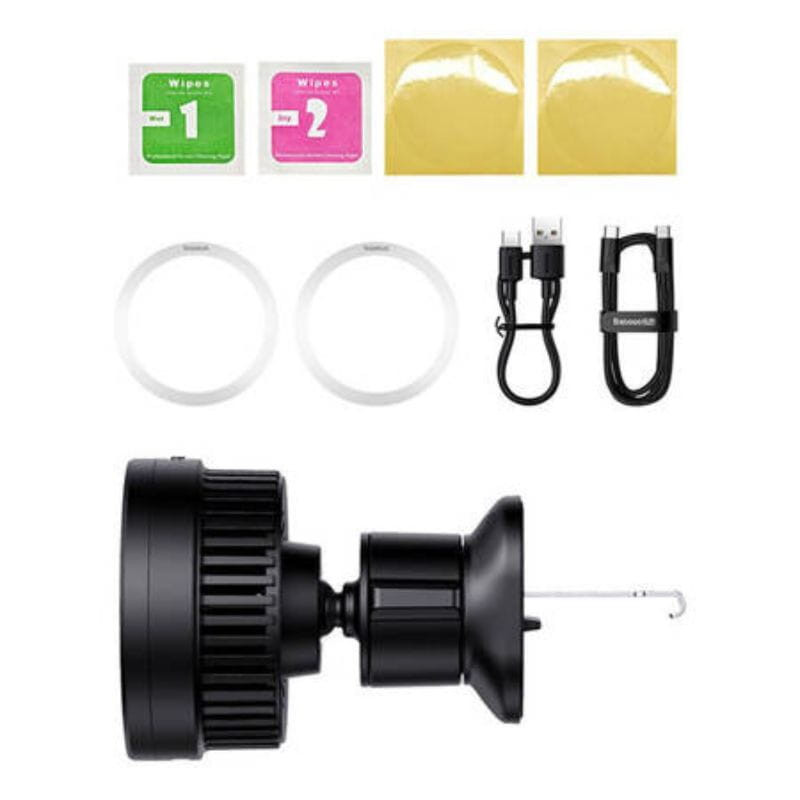 Imagem do conteúdo da caixa do carregador magnético para automóvel Baseus MagPro