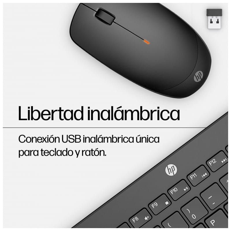 HP Combo de Teclado y Ratón Inalámbricos 230 - Teclado de membrana silencioso - Ratón 1600DPI  conexión USB