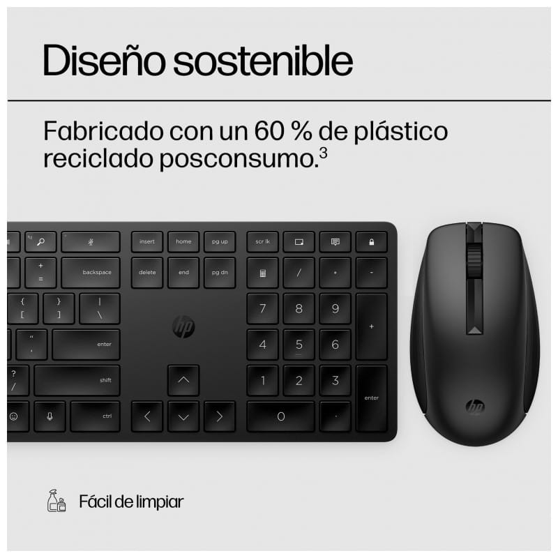 Kit teclado + rato sem fios HP Combo 650 design sustentável