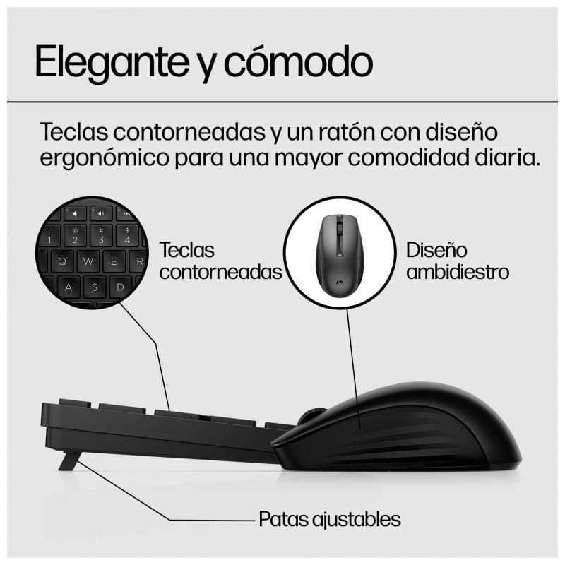 Kit teclado + rato sem fios HP Combo 650 design elegante