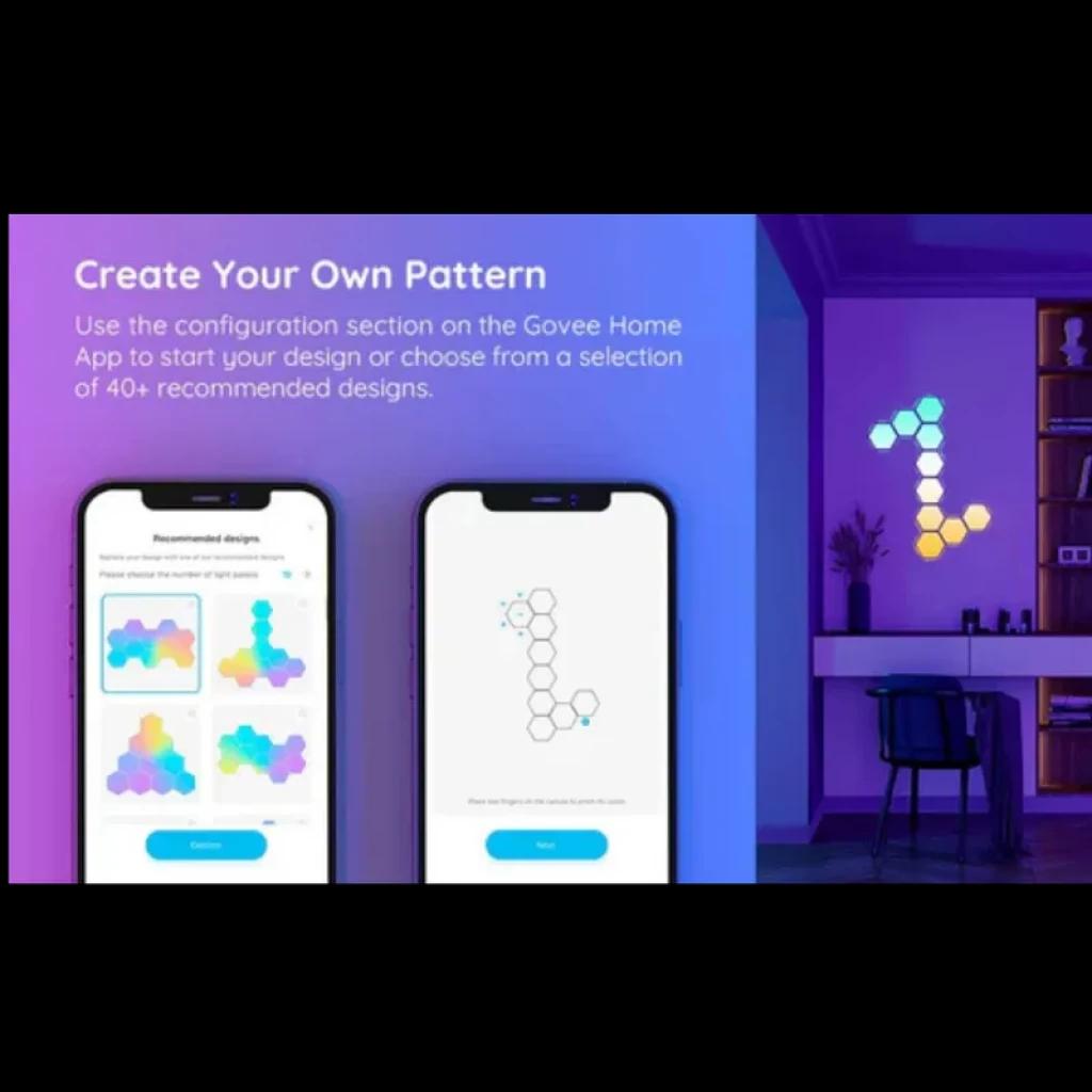 Govee H6061 Glide Hexa Light RGBIC Wifi Bluetooth – panneaux hexagonaux modulaires, couleurs vives, effets dynamiques, contrôle app, éclairage mural