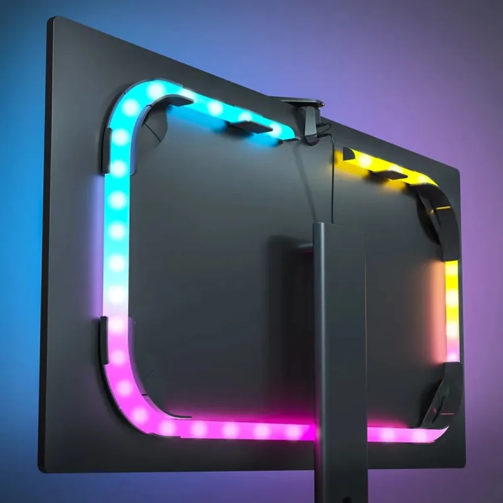 Govee H604B Dreamview G1, tira LED RGBIC para monitor 24–32 con soporte trasero, esquinas redondeadas y luz multicolor sincronizada para inmersión