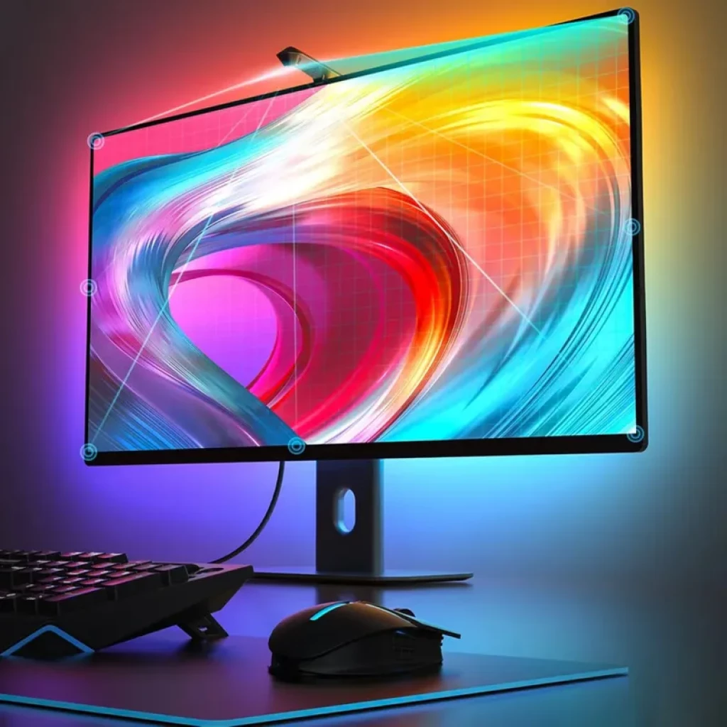 Govee H604B Dreamview G1: retroiluminación LED RGBIC para monitores 24–32, barras y tira con cámara superior, efectos envolventes sincronizados con la