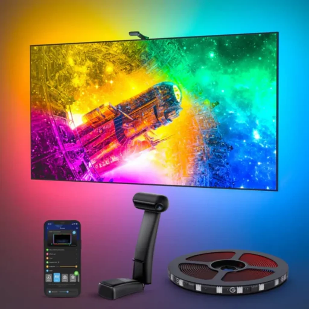 Govee H605C Backlight T2 RGBIC para TV: tira LED multicolor con cámara para mapeo de color, control por app WiFi Bluetooth y efectos envolventes