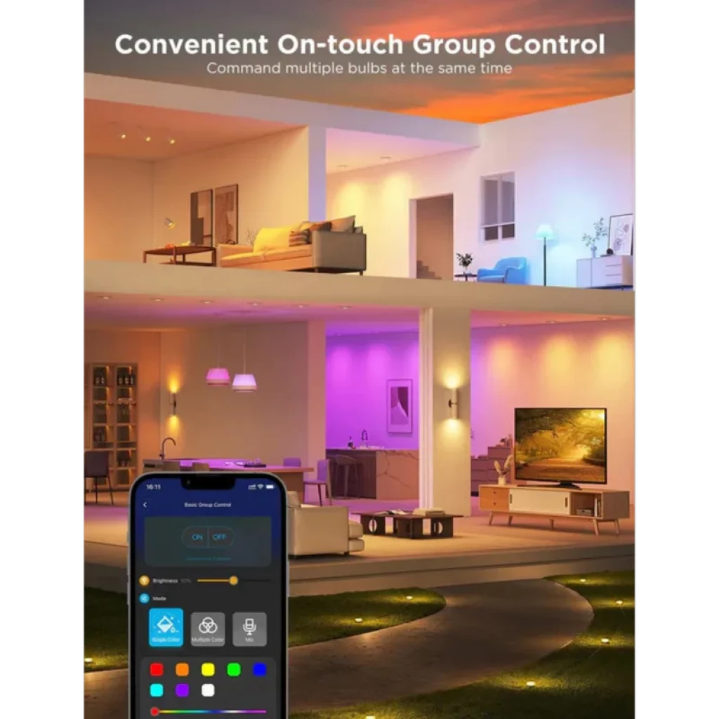 Govee H600D 400 lm RGBWW Wi‑Fi Home Ampoule connectée Pack 2 avec éclairage multicolore, contrôle groupé via app, scènes lumineuses pour chaque pièce