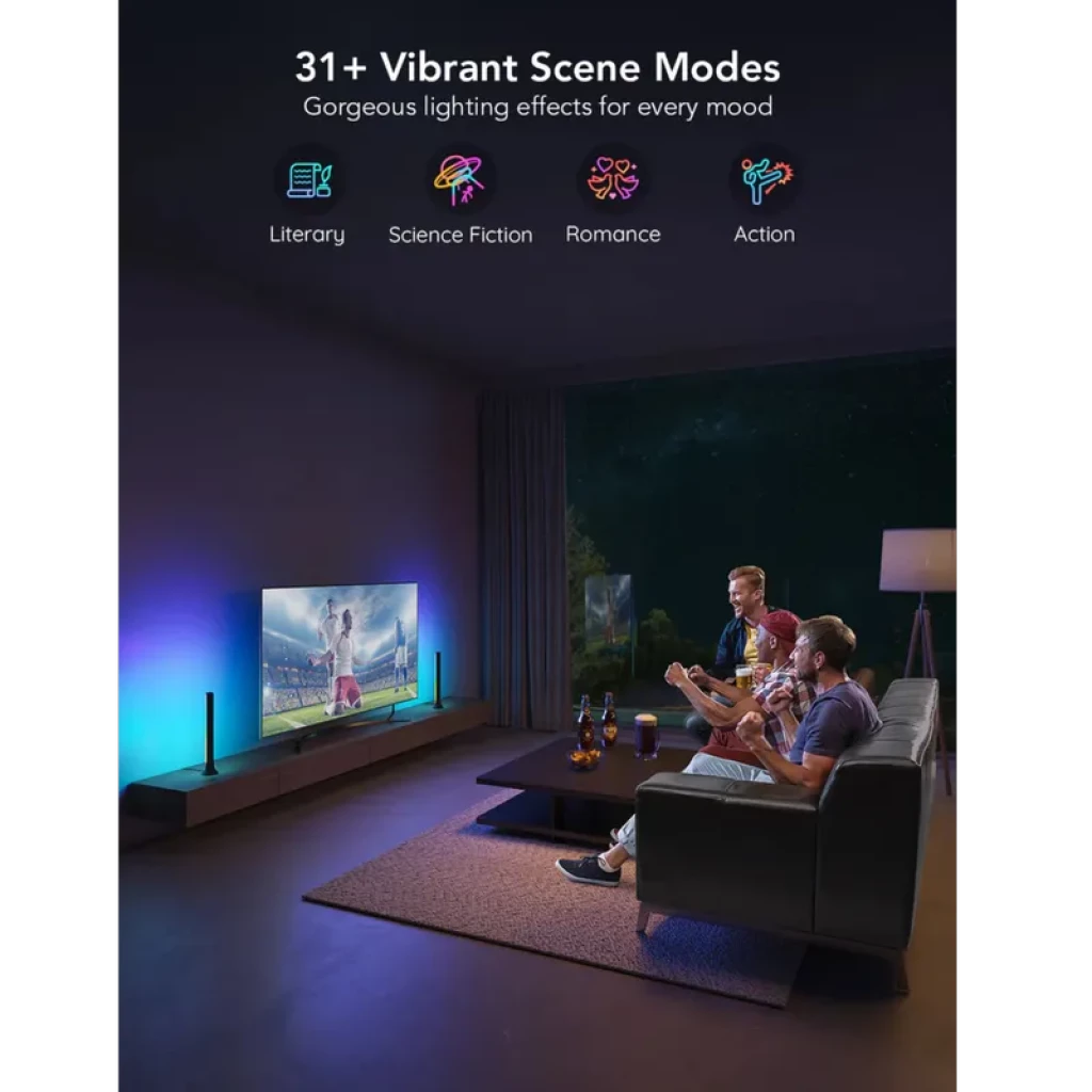 Govee RGBIC TV Light Bars H6046 para TVs 45-70 pulgadas, barras LED duales con modos de escena 31+, colores vibrantes, control WiFi, ambienta cine y juegos