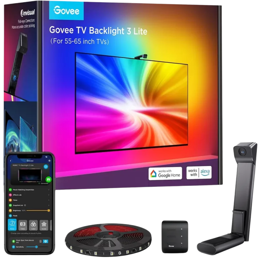 Govee H6099 Backlight 3 Lite RGBICW Wifi Bluetooth - Retroiluminación LED para TV